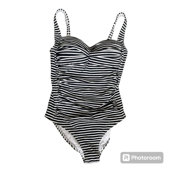 COPY - NWOT Niptuck Swim The Joanne black and white striped one piece - Size 6 - Picture 1 of 6